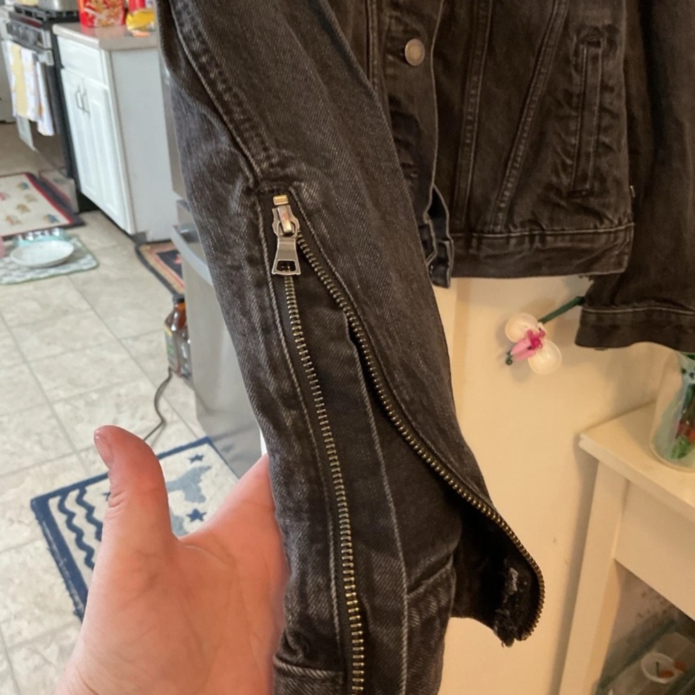 GAP Black Denim Jacket with Button Front - image 4